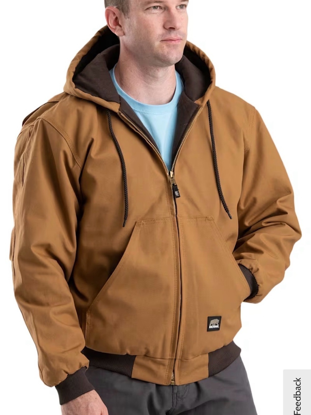 Berne Men's Hooded Work Jacket in Caramel Brown S